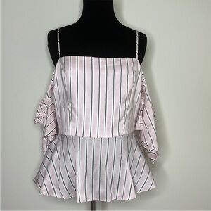 MILLY Pink Pinstripe Blouse Top 10